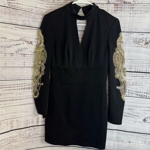 Bebe Dress Womens Size Small embellished 90’s Y2K Bodycon Mini Black Party‎
